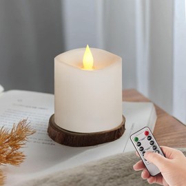 Genwelled Life Plus 3x3 Flameless Candles with Remote Set of 1, 3 inch Battery Candles Flickering with Timer, LED Pillar Candle for Indoor/Outdoor, White
