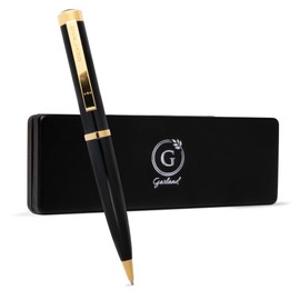 Garland Luxury Executive Twist Pen – Made in USA - Heirloom Quality All Brass Pen, Premium Gift Box, Executive Desk, Gifts, Clients, Graduates, Professionals, Refillable (Gloss Black - Gold)