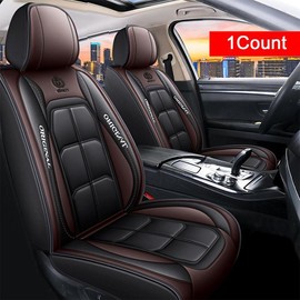 Fall Car Seat Covers for Front¬†Seat, 1 Count PU Leather Car Seat Protector, Car Accessories, Car Mats for Car Interior Decor, Auto Interior Accessories, Summer Travel Car Essentials, Cool Interior Truck Accessories,¬†Car Stuff,¬†Gift for Girlfriend:_Black_1 Count
