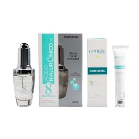 Farmapiel Kit Ácido Hialurónico 2% + Contorno de Ojos | Sérum acido hialurónico 30g con 8 tipos de HA + Gel ojos 15g | Hidratación profunda y antiarru