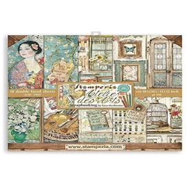 Stamperia Double-Sided Paper Pad 12"X12" 10 Pack - Atelier Des Arts, 10 Designs/1 Each
