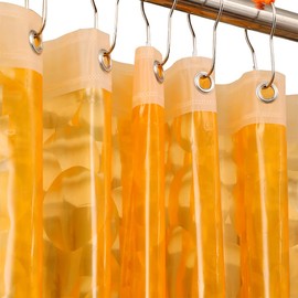 Ga-Geetopia Orange EVA 3D Water Cube Plastic Shower Curtain Liner - 72" x 72" Bathroom Shower Showroom Curtain Liner with Rustproof Metal Gromments and Weighted Magnet