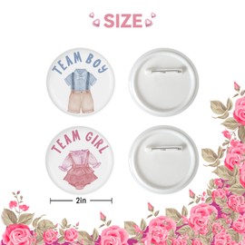 10 Pcs Baby Clothes Gender Reveal Button Pins, Team Boy Team Girl Badge Pins, Little Baby Clothes Pink or Blue/He or She Stain Brooch Button for Baby Shower Party Decorations