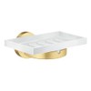 HOME Holder with Soap Dish. Brushed Brass/Porcelain