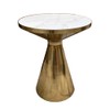 21″X17.5″ Gold Minimalist Round Living Room Table Rock Panel Surface,
