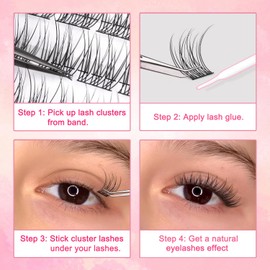 280 Pcs Individual Cluster Lashes 30D False Eyelashes Clusters DIY Eyelash Extension D Curl 9-16Mix Lash Clusters Individual Lashes Kit at Home
