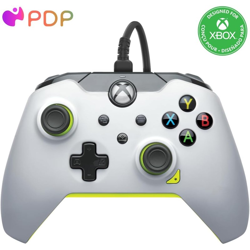 PDP Wired Controller Neon White for Xbox Series X S,