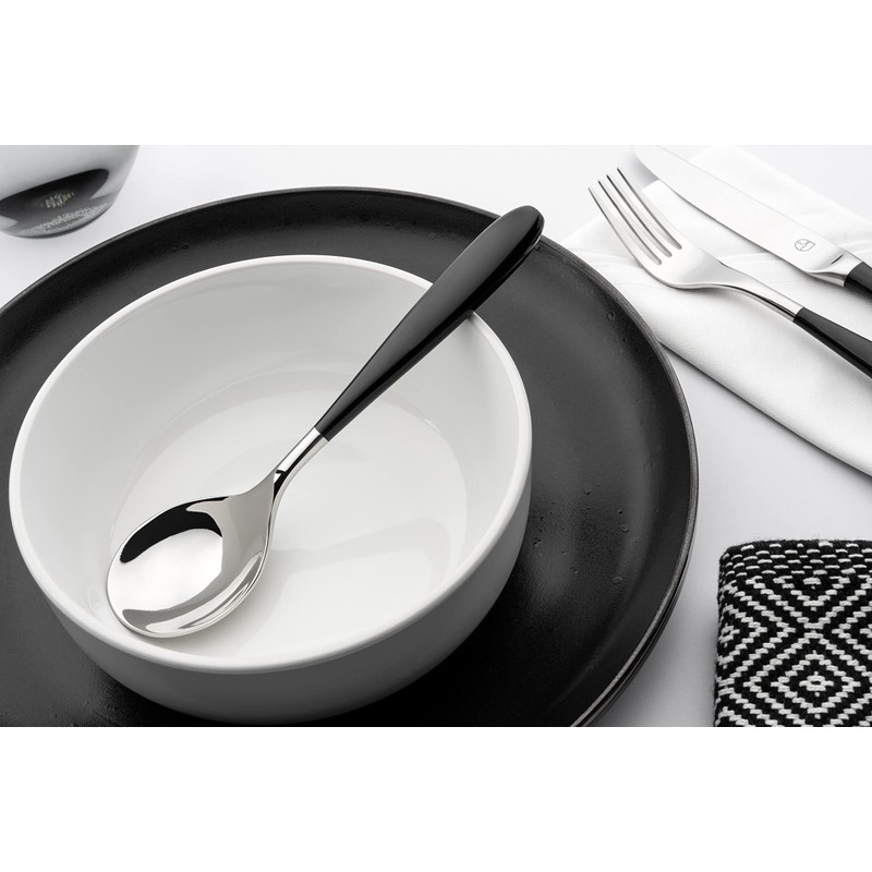 Grunwerg 2TAS650BK Yin & Yang Table Spoons, Stainless Steel, Black