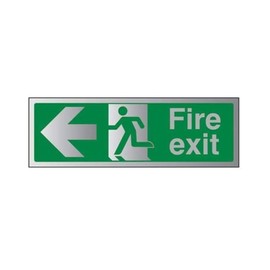 VSafety Fire Exit-Fire Exit Arrow Left Sign - 300mm x 100mm - 1.6mm Alu Rigid Plastic