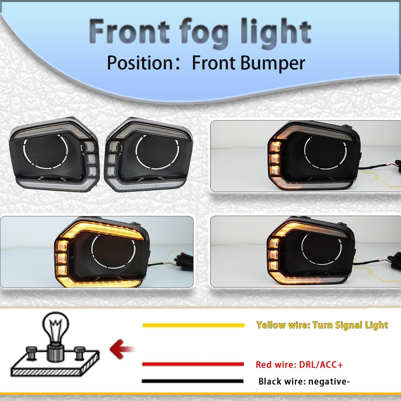 PGTOPONE Switchback White/Amber LED Front Fog Daytime Running Lamp w/Dynamic