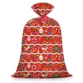 Large Christmas Gift Bags Extra Huge Plastic Gift Bag 48"x36" Jumbo Present Bag Xmas Big Gift Wrapping Bags XL Oversized Reusable Noel Birthday Party Favors Goody Bags Red