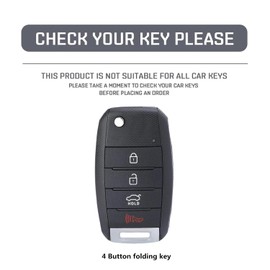 for Kia Key fob Cover,Heavy Car Key Case Protector Compatible with Kia Optima Rio Sedona Soul Sportage Sorento Carens 4 Buttons Smart FILP Key (Silver)