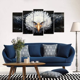 DuoBaorom 5 Pieces American Bald Eagle Wall Art Large Eagle Painting Print Black and White Animal Picture for Office Decor 32"x60"