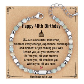 AryaHozel 40th Birthday Gifts Women, 40th Birthday Decorations for Women, 1985, 40 Year Old Birthday Gifts for Her, Wife, Sister, Mom, Daughter, Friend, Coworker, Bracelet with 40th Birthday Card