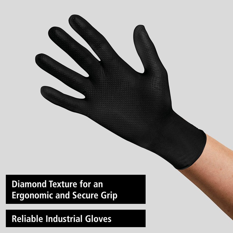 Nitrile Industrial Gloves - Diamond Texture for Improved Grip, Non-Sterile