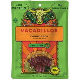 Vacadillos 2 BAGS Vacadillos Chile Lime Carne Seca Sliced Steak FACTORY FRESH beef jerky