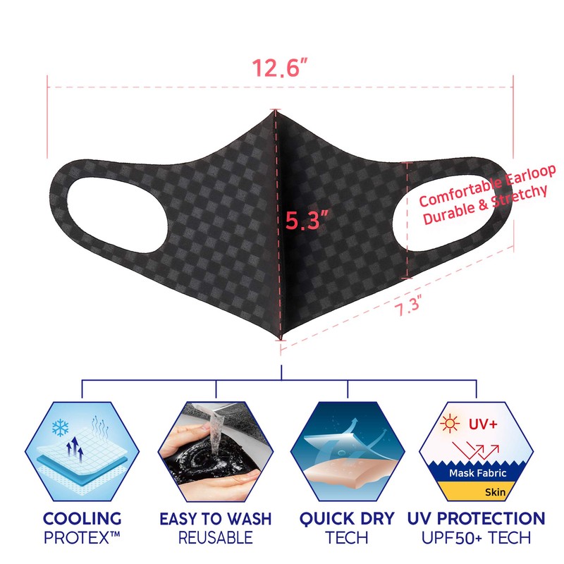 White Face Mask UPF 50, UV Sunblock Protective, Unisex, Washable,