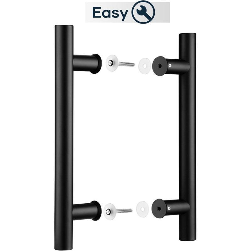 EaseLife 12" Push Pull Door Handle,Double Sided H Shape Sliding