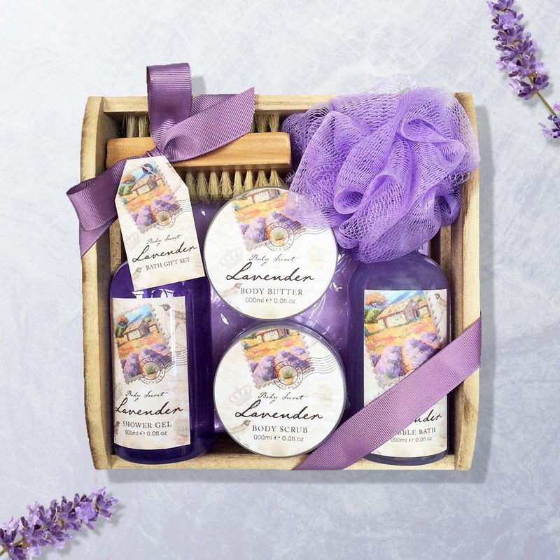 Gloss. Bath Gift Set in Pouch – Les Belles Fleurs – Lavender, Pack of