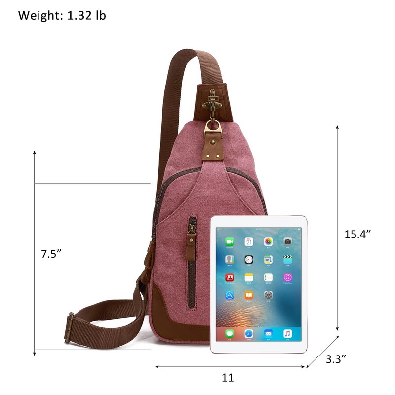 KL928 Canvas Sling Bag Crossbody Backpack Shoulder Casual Rucksack for