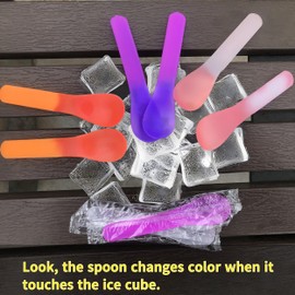 60 Color-Changing Ice Cream Spoons - Dessert Pudding Spoons for Birthday Celebrations - Reusable & Individually Wrapped