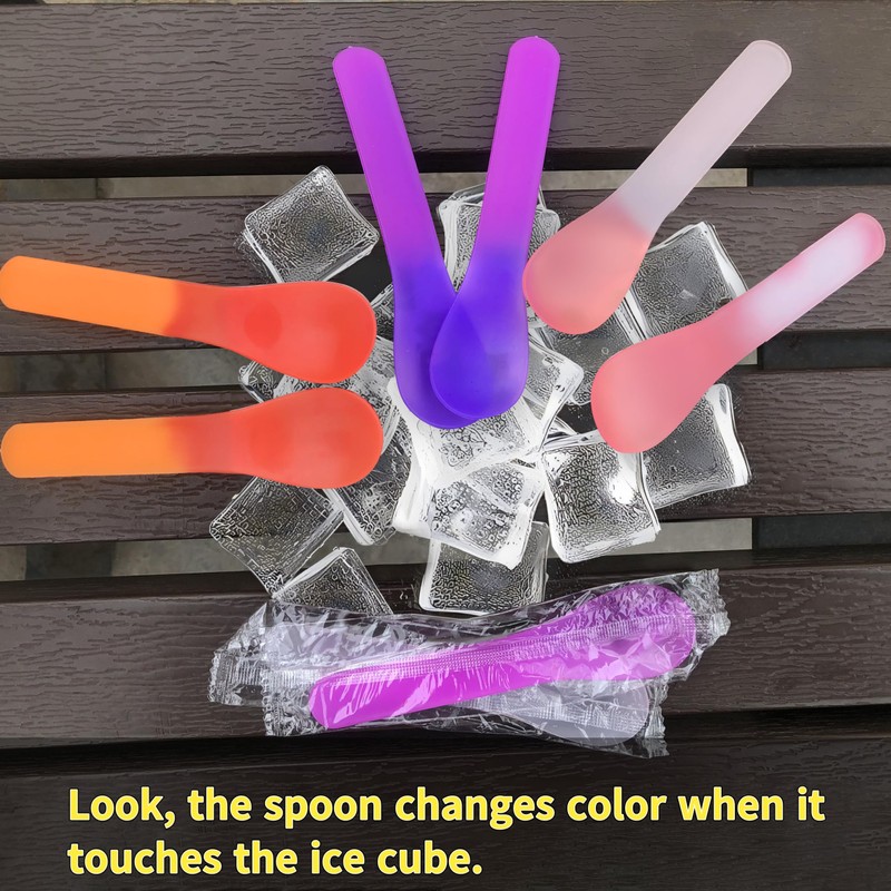 60 Color-Changing Ice Cream Spoons - Dessert Pudding Spoons for