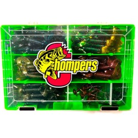 Chompers 5'' Skirted Twin Tail Grub Kit - 67 Pieces, Green, HG5KIT-22