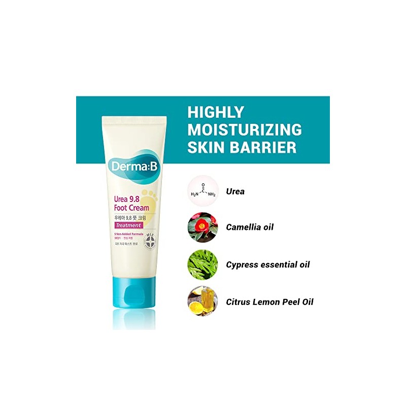 Derma B Urea 9.8% crema de pies, suavizante con manteca