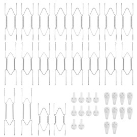 20 Pieces 4/6/8/10 Inch Stainless Steel Plate Hangers for The Wall, Invisible Heavy Duty Wire Plate Holder, Plate Hangers for Display with 20 Wall Hooks, Decorative Plates and Arts(Sliver)