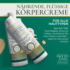 Phyto Live Laboratories Nourishing Fluid Body Cream - Moisturising Cleansing Cream with Argan Oil and Vitamin E - Silky Soft Formula for Body Cream - Size 400 ml