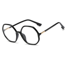 bullabulling Retro Polygon Reading Glasses For Women Blue Light Blocking Oversized Eyeglass Frames Large lens (black, 1.5)