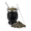Topyond Stainless Steel Yerba Gourd Tea Cup Set - Black