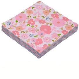 42 5-inch Cotton Fabric Squares Bundles, Charm Packs for Quilting 5 inch, 5x5 Charm Squares -for Sewing, Patchwork Quilt, and DIY Crafts, Sweet Garden