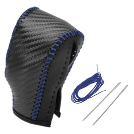 HOPESPANNER Gear Shift Knob Cover for Honda CR-V 2008-2011 Anti-Slip Black Carbon Fiber Black Blue Stick Shifting Handle Protector Faux Leather 1 Pc