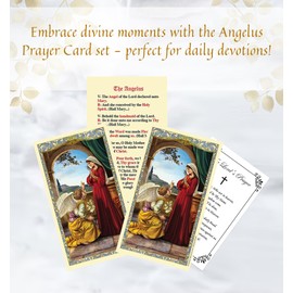 Trendzeen Angelus Prayer Card - Laminated Angelus Card, The Lord's Prayer Card - The Annunciation of Mary, Angelus Holy Card for Mass, Reflection, Daily Devotion - Total of 4 Items