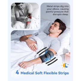 SOLOEVER Upgraded Cubital Tunnel Elbow Brace for Women and Men,[Medical-Grade Support] Elbow Splint for Ulnar Nerve Entrapment,Tendonitis,Tennis Elbow,Post-Surgery Recovery (Black, Medium)