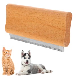 DEEUCHIS Wooden Deshedding Brush for Dogs, Cats & Horses, Deshedding Grooming Tool Curry Comb Pet Hair Removal Tool, Deshedding Dog Brush Combs for All Hair Types (4.33 Inch)
