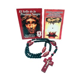 Set of 2 Mini-Books and Rosary – Novena y Oraciones a la Preciosa Sangre de Cristo y El Sello de la Preciosa Sangre con Rosario de Madera