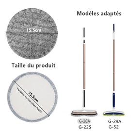 GOBOT Electric Mop Pads (4 Piece Gray for G29 G28 G26 Modle,Suitable for Replacement with Diameter of 6.3 inches mop Pad