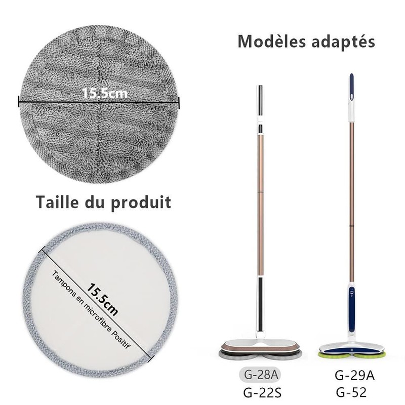 GOBOT Electric Mop Pads (4 Piece Gray for G29 G28
