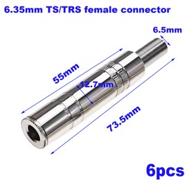 RUNCCI-YUN 6 pieces 6.35 mm 1/4 inch TRS stereo jack socket, 3-pin TRS solder type audio socket female mounting socket for 1/4 inch cable plug for microphone and guitar