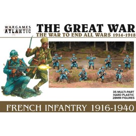 Wargames Atlantic The Great War - French Infantry 1916-40 (35 Figures) Multi-Part Hard Plastic (HIGH Impact POLYSTYRENE) 28MM Figures……