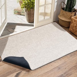Yancorp 1/10 Inch Ultra Thin Door Mat,2'x3' Entryway Jute Rug, Khaki Anti-Slip Indoor Mat for Low Clearance Front Door,Outdoor Rug,Kitchen Bath Mat with Non Slip Rubber Backing