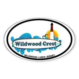 CafePress Wildwood Crest NJ Surf Design Oval Car Bumper Sticker