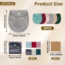 JIEYUMAO 12Pcs Velvet Jewelry Pouches with Snap Button, 2 Sizes Microfiber Jewelry Pouch with Jewelry Display Cards, Velvet Jewelry Storage Bags Velvets Gift Bags for Earrings Necklace