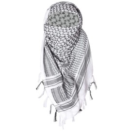 Generic AL KHAANI 100% Cotton Keffiyeh Tactical Desert Scarf Military Arab Scarf Wrap Shemagh(43x43), White and Black