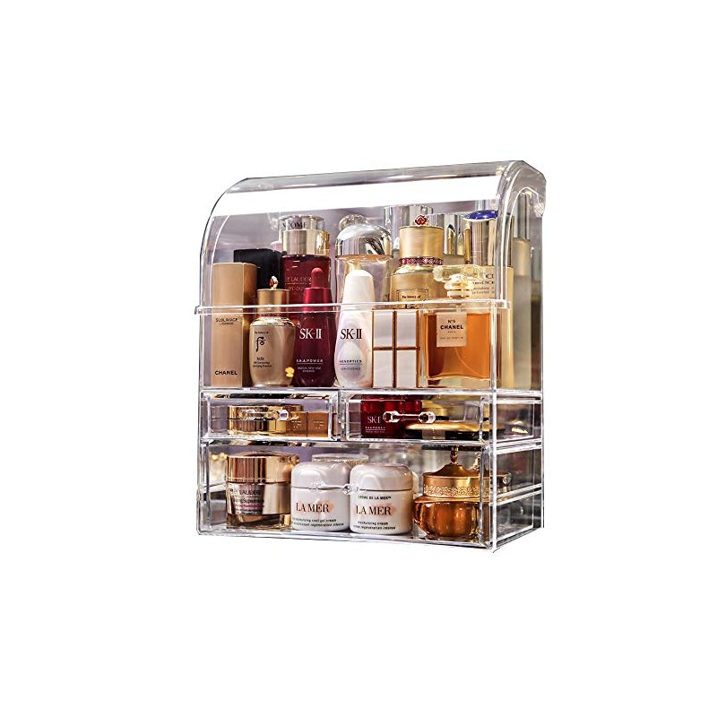 MOOCHI Clear Professional Large Cosmetic Makeup Organizer Bathroom Storage Display