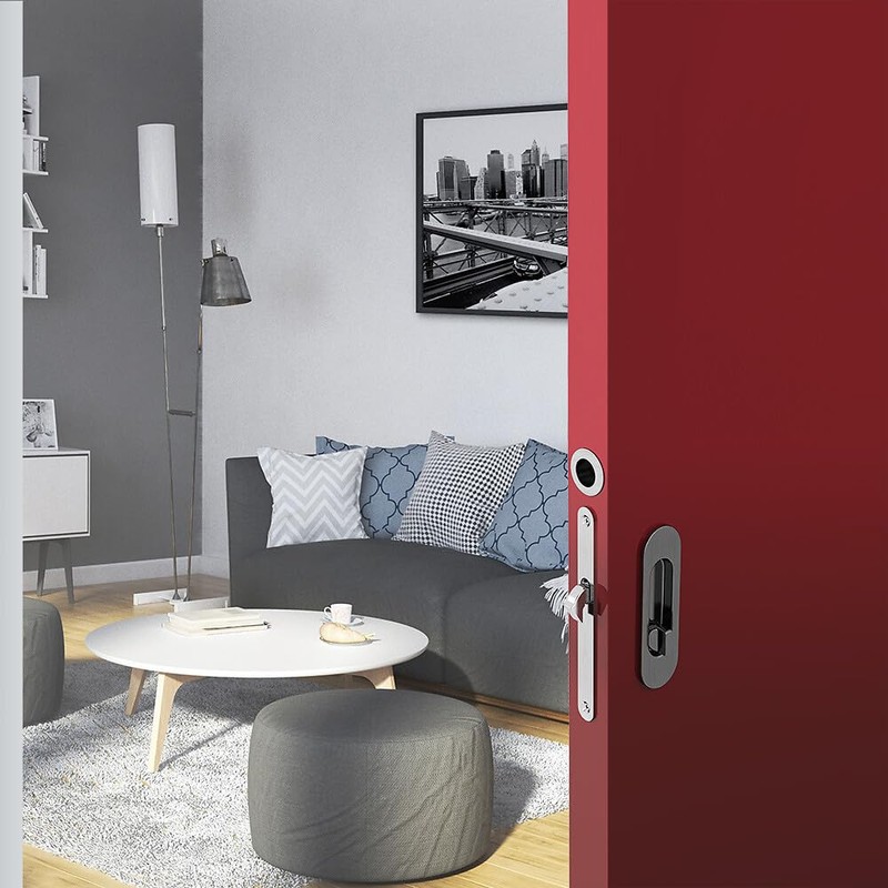 Toilet Hook Lock Set for Sliding Doors, Oval Door Rosette