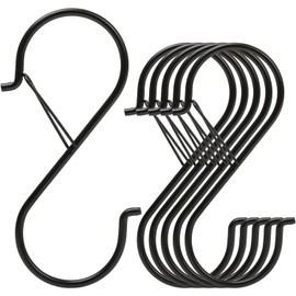 6 Pack 3.8 Inch S Hooks for Hanging, Heavy Duty S Hooks with Safety Buckle, S Shape Hooks for Hanging Kitchen Utensils, Pots and Pans, Cups, Plants, Clothes and Bags