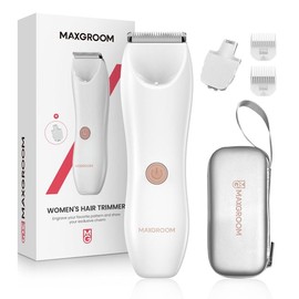 Manscape Body Hair Trimmer for Men, IPX7 Waterproof Pubic & Groin Hair Trimmer- Electric Ball Shaver with LED Light, Ceramic Blade, USB Rechargeable & Travel Pouch - Color: White